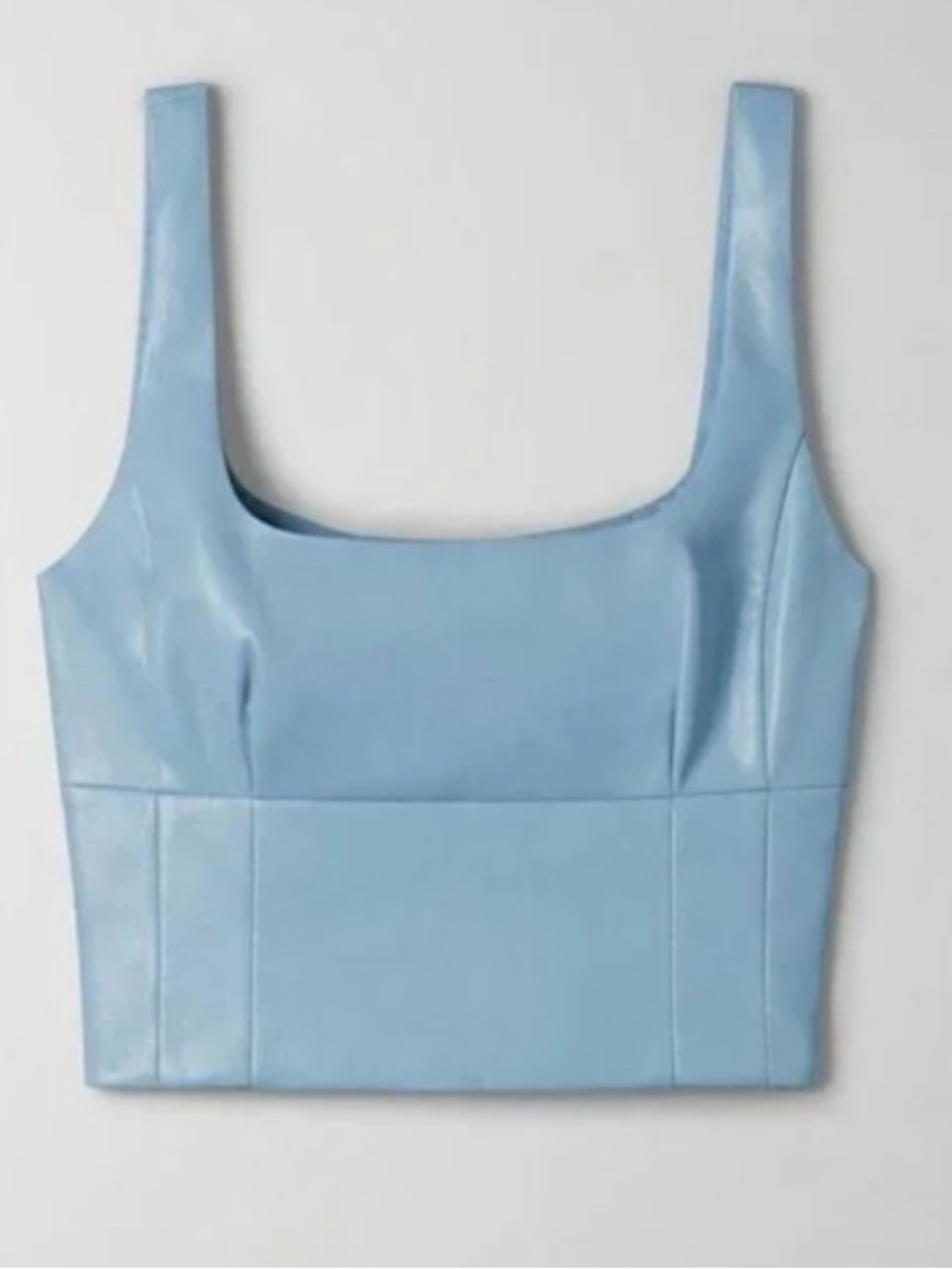 NWOT Aritzia Wilfred Blue Square Faux Vegan Leather Top